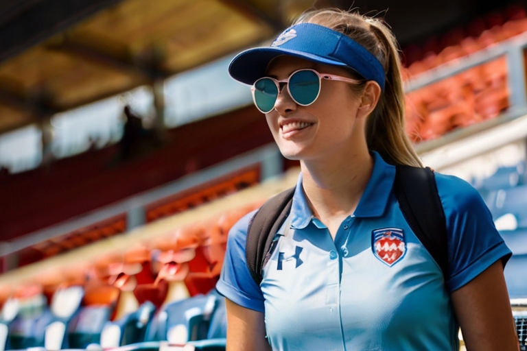 femme qui porte des lunettes et un polo personnalisé 