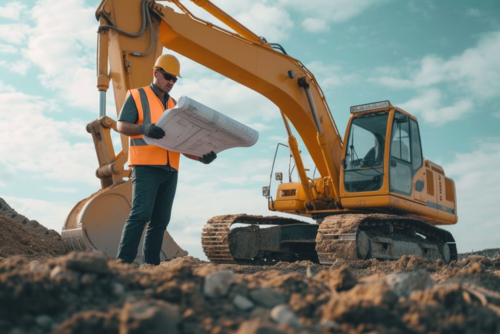 Chantier homme porte un gilet de sécurité à haute visibilité