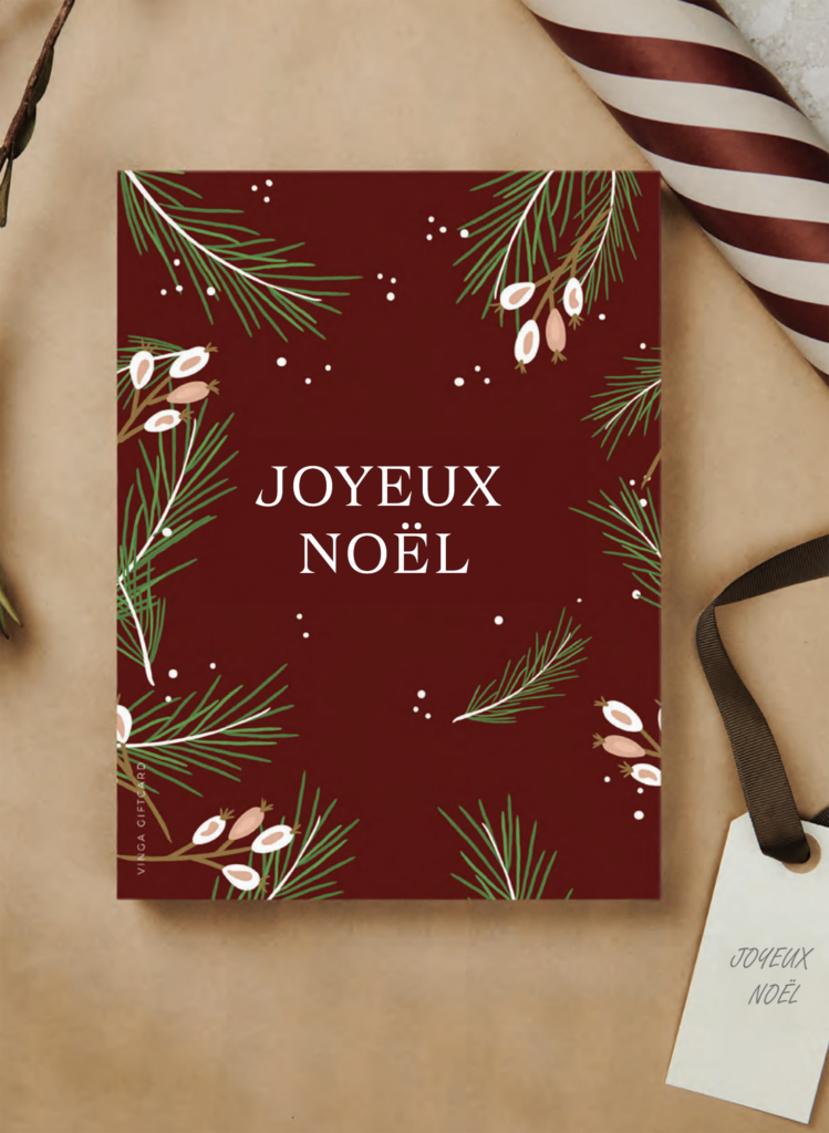 Carte cadeau "joyeux noël" rouge